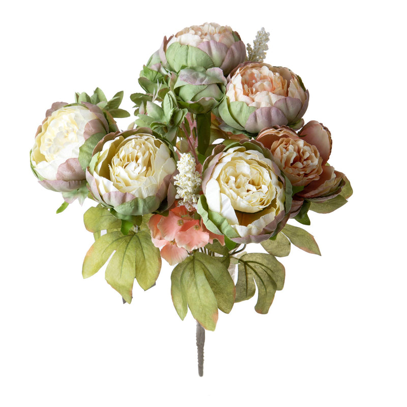 Set 2 Bouquet Artificiali di Peonie Composto da 12 Fiori H 36 cm-1