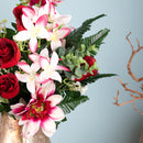 Set 2 Bouquet Artificiali con Dalie Bianche e Rosse-4