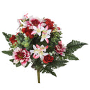 Set 2 Bouquet Artificiali con Dalie Bianche e Rosse-1