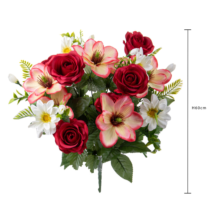 Set 2 Bouquet Artificiali Rose e Magnolia per 18 60 cm-3