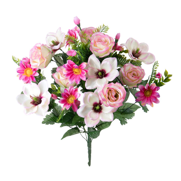 prezzo Set 2 Bouquet Artificiali Rose e Magnolia per 18 60 cm