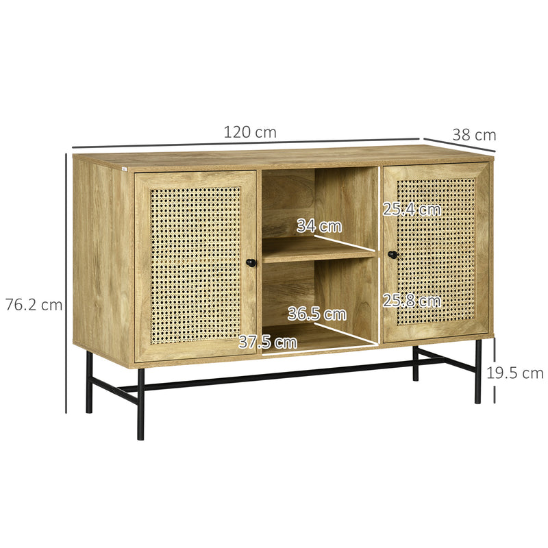 Mobiletto Basso 120x38x76,2 cm in Rattan Naturale-3