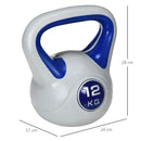 Kettlebell per Allenamento 12 Kg Base Piatta e Impugnatura per Stacchi in PU e Sabbia Blu-3