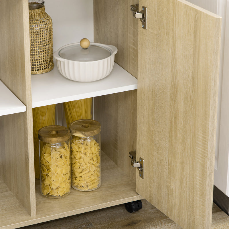 Carrello da Cucina 81x39,6x90,3 cm con Ruote in Legno Naturale-9