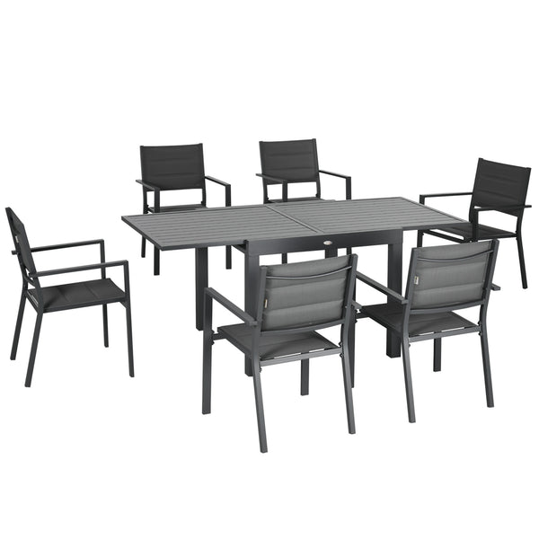 Set Tavolo Allungabile e 6 Sedie da Giardino in Alluminio Grigio prezzo