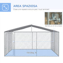 Gabbia Kennel per Cani da Esterno 400x230x232 cm in Metallo e Tetto in Tessuto Oxford Argento-4