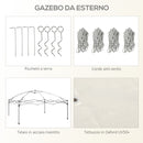 Gazebo da Giardino 3x3x2,7m con Zanzariera in Acciaio e Tessuto Oxford Crema e Caffè-6