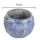 Vaso Cachepot in Ceramica con Trama Geometrica Larghezza 39 cm-2