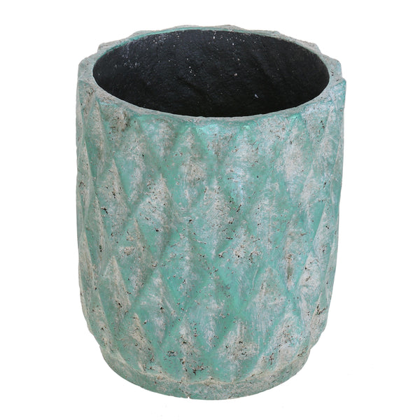 online Vaso Cachepot in Ceramica con Trama a Rombi Larghezza 31 cm