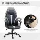 Sedia da Gaming Girevole Reclinabile 63x70x104-112 cm in Similpelle Nero e Grigio-4