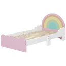 Lettino per Bambini 3-6 Anni con Sponde Laterali Anticaduta 143x74x66 cm in MDF Bianco e Rosa-1