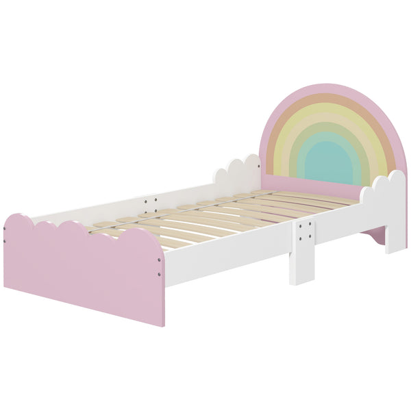 online Lettino per Bambini 3-6 Anni con Sponde Laterali Anticaduta 143x74x66 cm in MDF Bianco e Rosa