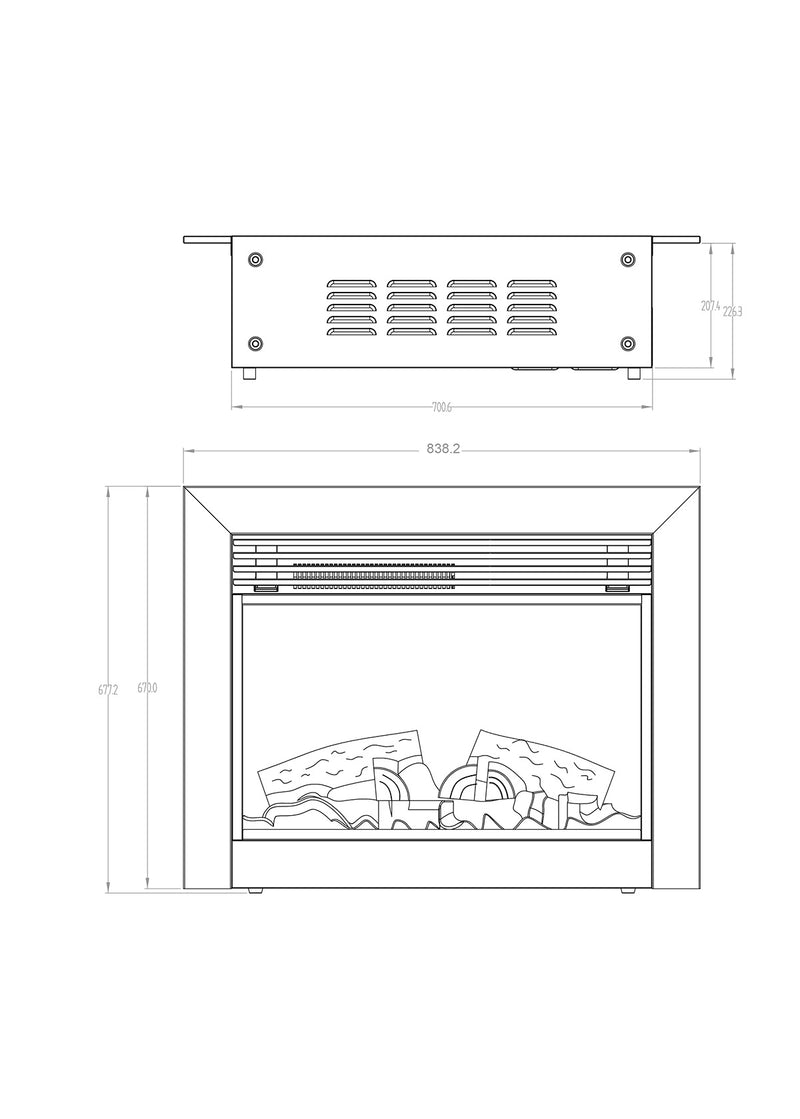 Camino Elettrico da Incasso 65,4x81,6x23,2 cm Effetto Fiamma 1950W Richi-4