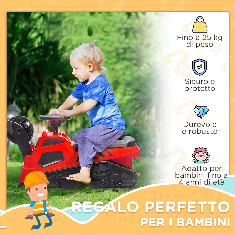 Escavatore Ruspa Cavalcabile 100x43x48,5 cm per Bambini Rossa e Nera-5