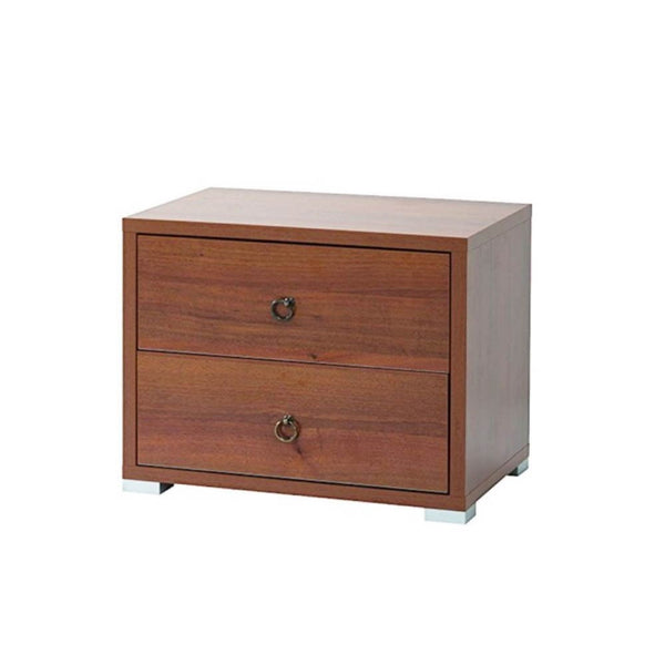 Comodino 2 cassetti 52x36x43H cm noce antico sconto