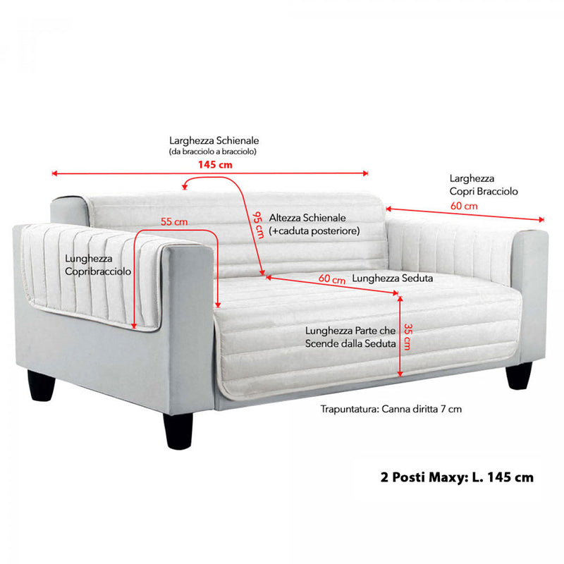 Copridivano Trapuntato in Microfibra Doubleface Royal/Rosso 2 Posti Maxy -2