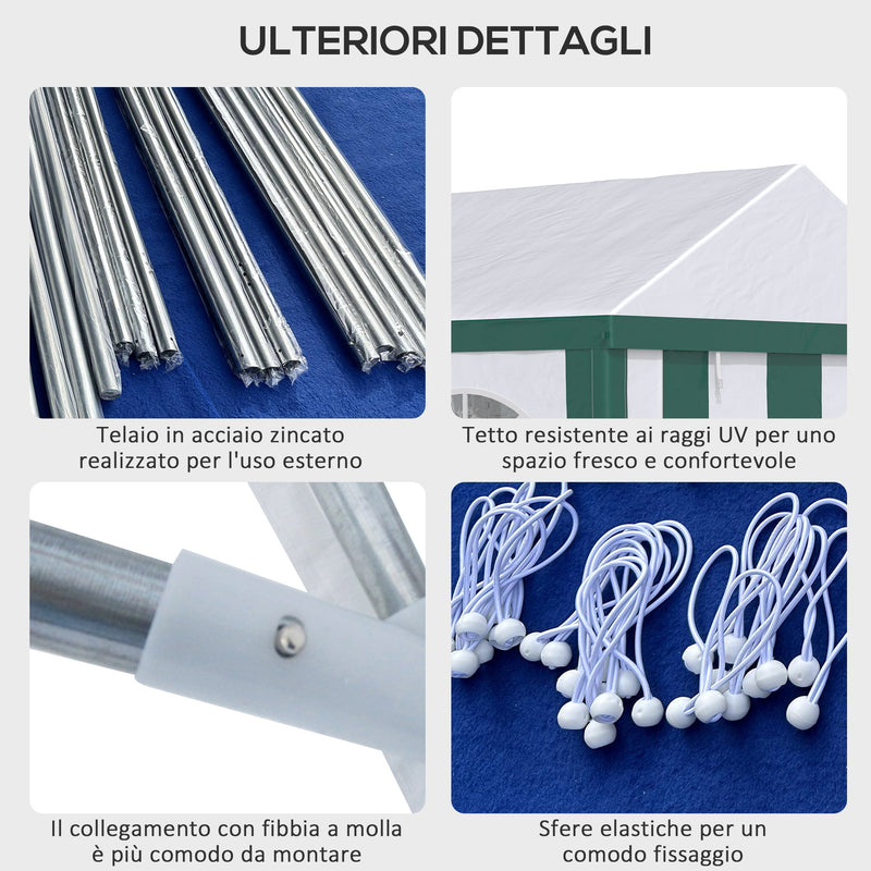 Tendostruttura max 12 Persone 400x295x285 cm con Doppio Ingresso Bianco e Verde-7