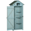 Casetta Box da Giardino Porta Attrezzi 77x54,2x179 cm 3 Ripiani  in Legno Blu-1