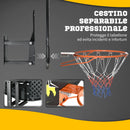 Canestro Basket per Bambini e Adulti 110x90x70 cm  in Acciaio e PE Nero e Giallo-6