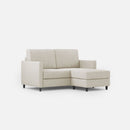 Divano 2 Posti con Pouf 138x155x85 cm Karay in Tessuto Latte-1