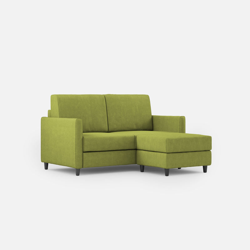 Divano 2 Posti con Pouf 158x145x85 cm Karay in Tessuto Verde-1