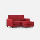 Divano 2 Posti con Pouf 158x145x85 cm Karay in Tessuto Rosso-1