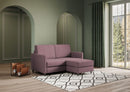 Divano 2 Posti con Pouf 138x155x85 cm Karay in Tessuto Prugna-3