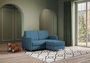 Divano 2 Posti con Pouf 138x155x85 cm Karay in Tessuto Avio-3