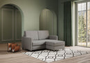 Divano 2 Posti con Pouf 138x155x85 cm Karay in Tessuto Grigio-3