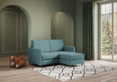 Divano 2 Posti con Pouf 158x145x85 cm Karay in Tessuto Petrolio-3