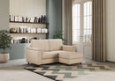 Divano 2 Posti con Pouf 148x155x85 cm Marrak in Tessuto Beige-3