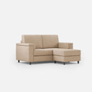 Divano 2 Posti con Pouf 148x155x85 cm Marrak in Tessuto Beige-1