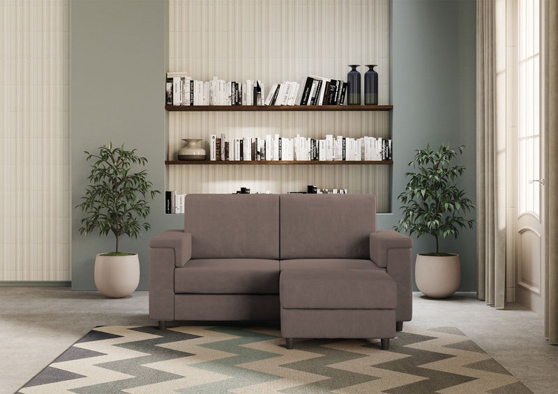 Divano 2 Posti con Pouf 168x145x85 cm Marrak in Tessuto Talpa-2