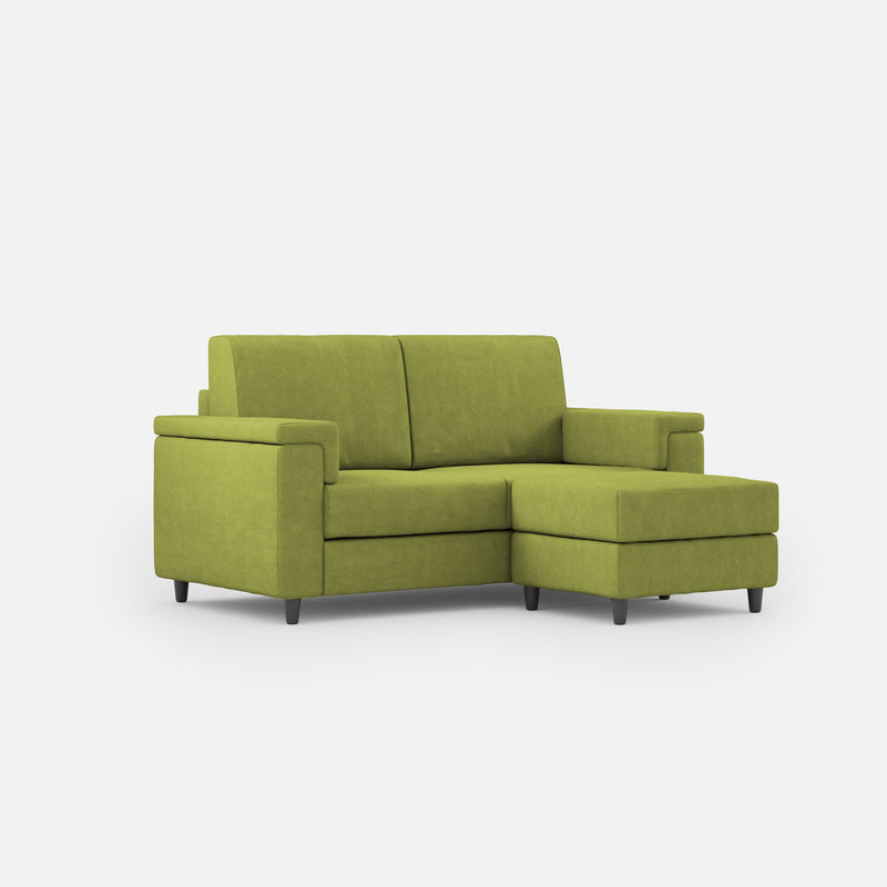 Divano 2 Posti con Pouf 148x155x85 cm Marrak in Tessuto Verde-1