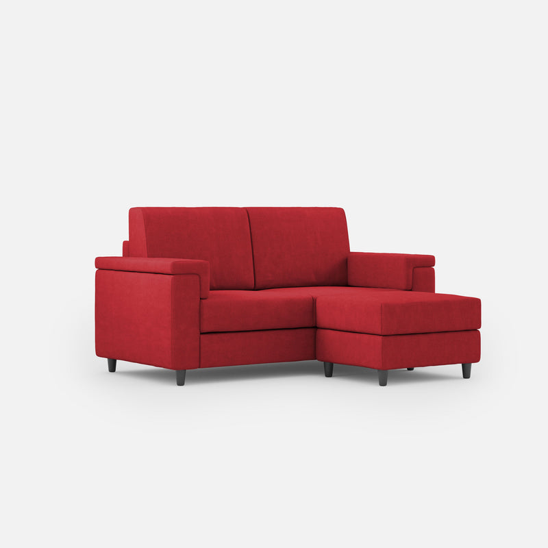 Divano 2 Posti con Pouf 168x145x85 cm Marrak in Tessuto Rosso-1