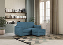 Divano 2 Posti con Pouf 148x155x85 cm Marrak in Tessuto Avio-3