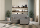 Divano 2 Posti con Pouf 148x155x85 cm Marrak in Tessuto Grigio-2