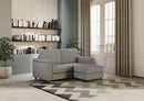 Divano 2 Posti con Pouf 148x155x85 cm Marrak in Tessuto Grigio-3