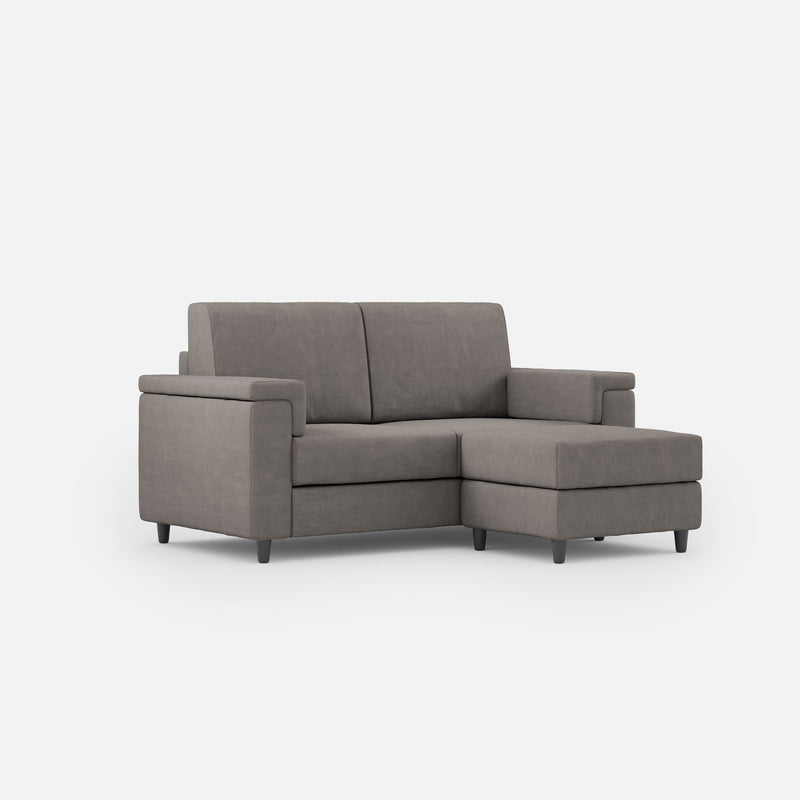 Divano 2 Posti con Pouf 168x145x85 cm Marrak in Tessuto Grigio-1