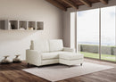 Divano 2 Posti con Pouf 148x155x85 cm Sakar in Tessuto Latte-3