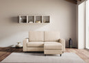 Divano 2 Posti con Pouf 148x155x85 cm Sakar in Tessuto Beige-2