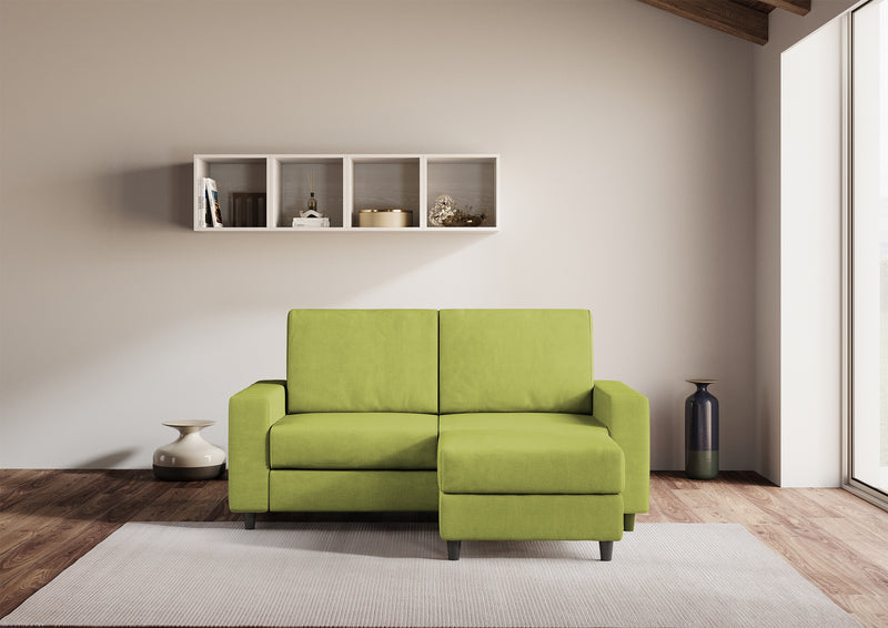 Divano 2 Posti con Pouf 168x145x85 cm Sakar in Tessuto Verde-2