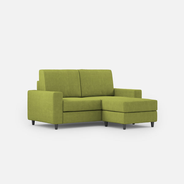 Divano 2 Posti con Pouf 148x155x85 cm Sakar in Tessuto Verde sconto