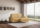 Divano 2 Posti con Pouf 148x155x85 cm Sakar in Tessuto Ocra-3