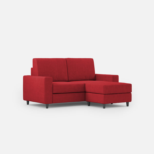 Divano 2 Posti con Pouf 148x155x85 cm Sakar in Tessuto Rosso online