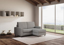 Divano 2 Posti con Pouf 168x145x85 cm Sakar in Tessuto Grigio-3