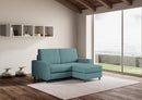 Divano 2 Posti con Pouf 168x145x85 cm Sakar in Tessuto Petrolio-3