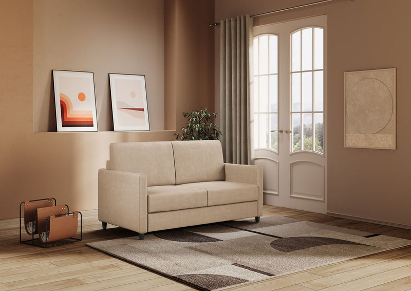 Divano 2 Posti 138x85x85 cm Karay in Tessuto Beige-3