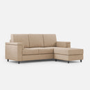 Divano 3 Posti con Pouf 208x155x85 cm Marrak in Tessuto Beige-1