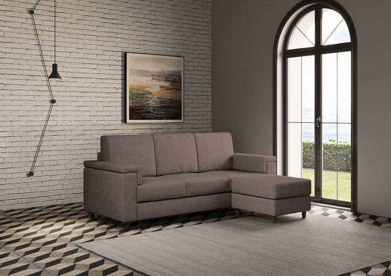 Divano 3 Posti con Pouf 208x155x85 cm Marrak in Tessuto Talpa-3